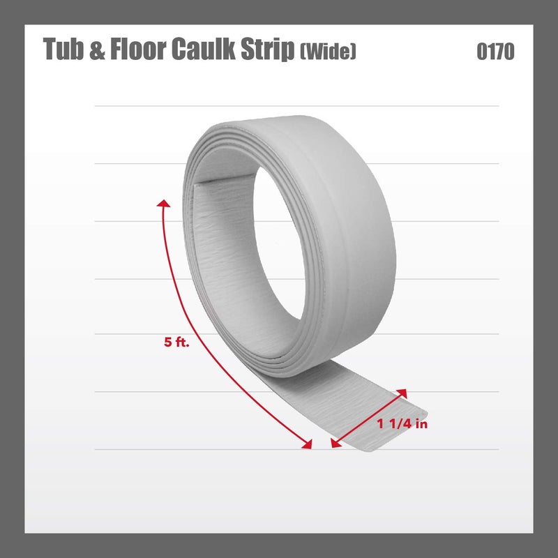 Red Devil 0170 (Wide) Tub & Floor Caulk Strip, 1-1/4"" x 5', White - Image 3